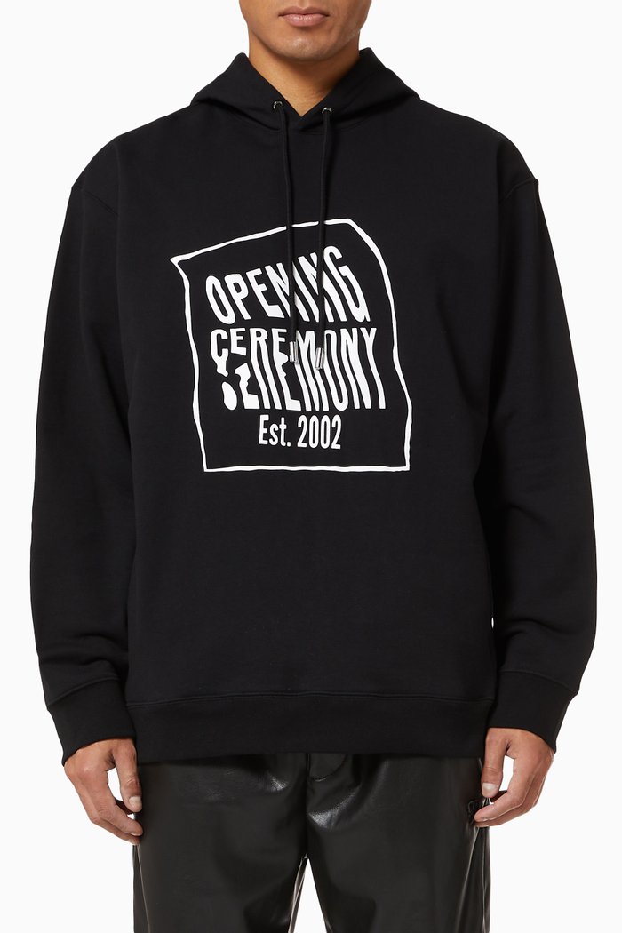 

Warped Logo Hoodie in Cotton, Black