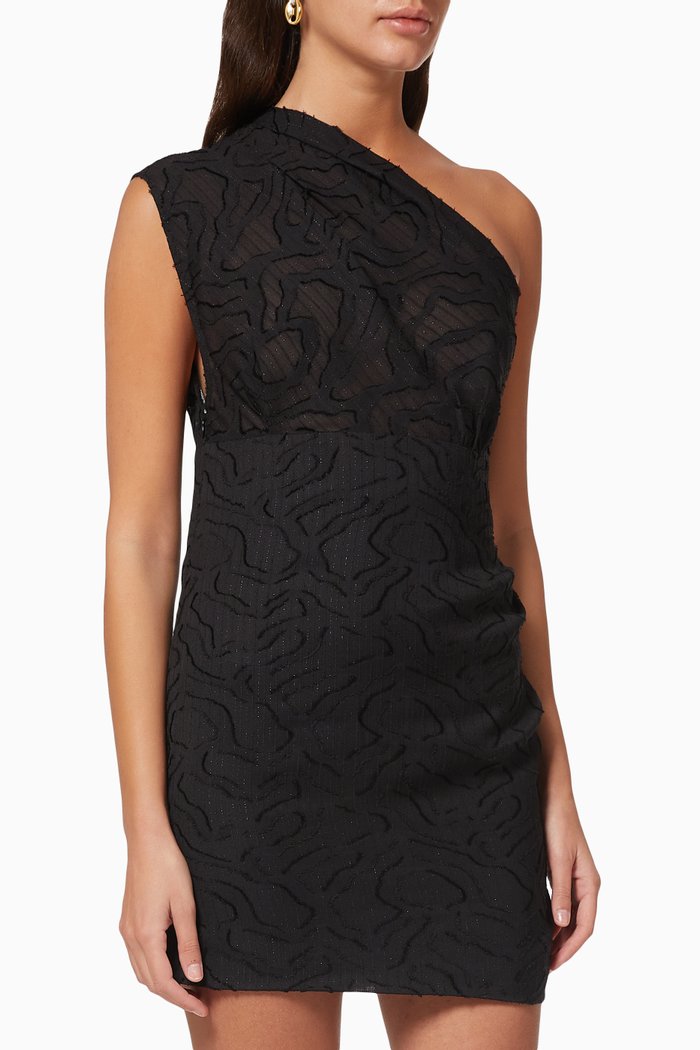 

Roxanie One-shoulder Printed Dress, Black