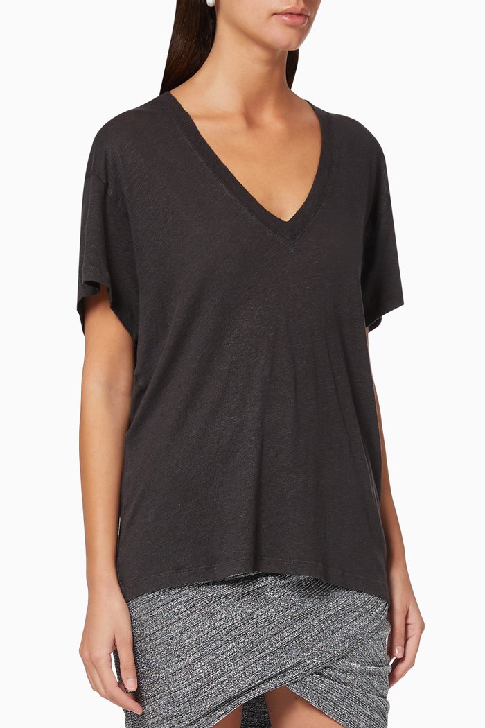 

Heloise T-shirt in Linen, Black