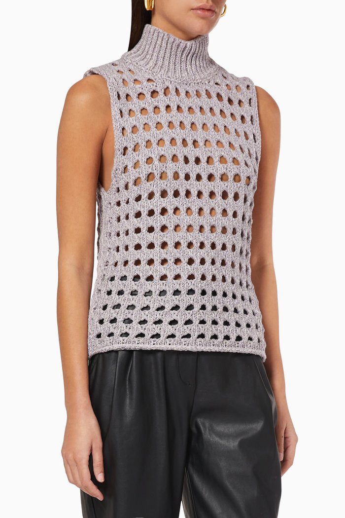 

Adriane Turtleneck Tank Top, Purple