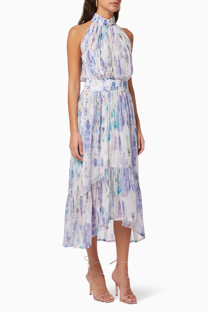 

Fiko High Neck Printed Midi Dress, Multicolour