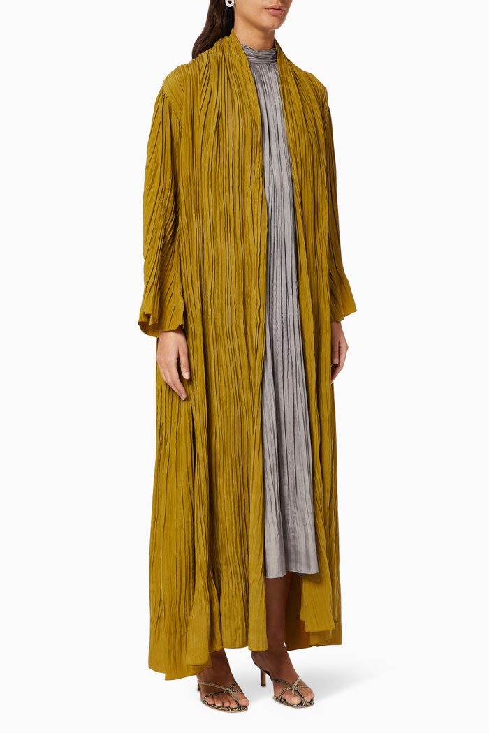 

Pleated Abaya, Yellow