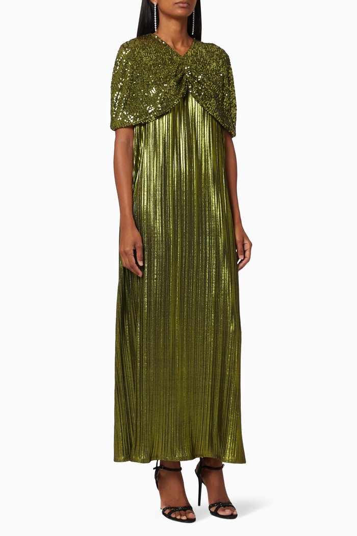 

The Signature Metallic Cape Kaftan, Green