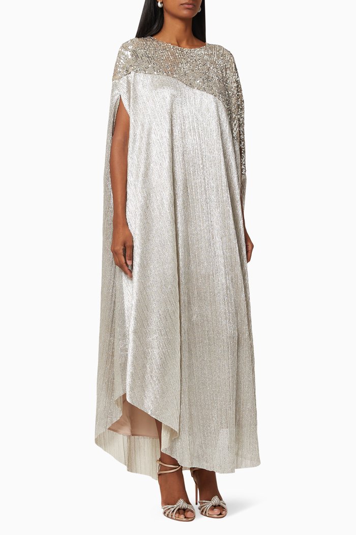 

The Signature Slanted Metallic Kaftan, Silver