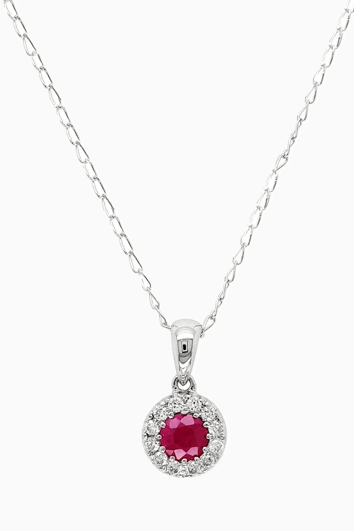 

Classic Round Diamond Set with Ruby in 18kt White Gold