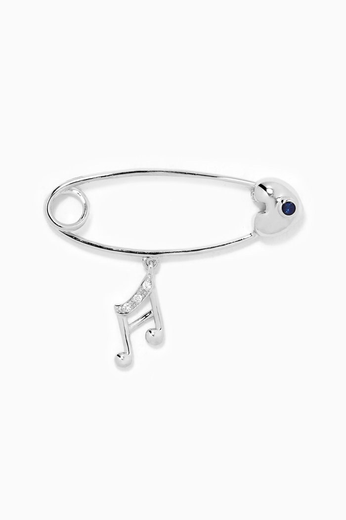 

"It's a Music!" Sapphire Baby Pin with Diamonds in 18kt White Gold