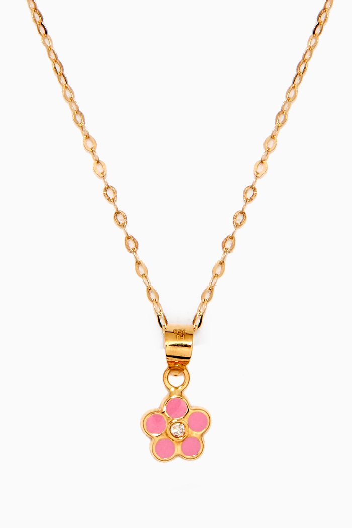 

Petunia Enamel Pendant with Diamond in 18kt Yellow Gold