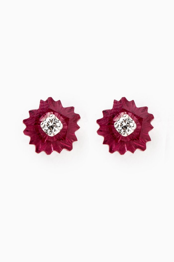 

Rhodolite Diamond Earrings in 18kt White Gold