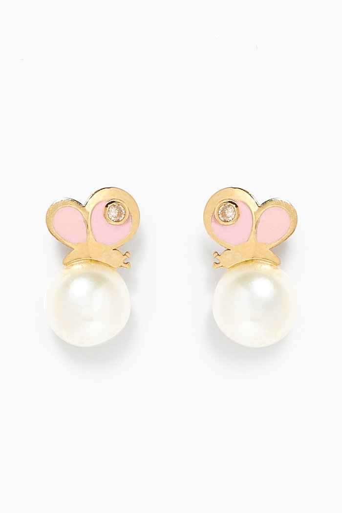 

Butterfly Diamond Earrings with Pearls in 18kt Yellow Gold