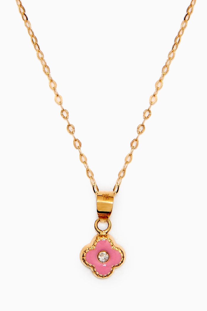 

Clover Enamel Pendant with Diamond in 18kt Yellow Gold