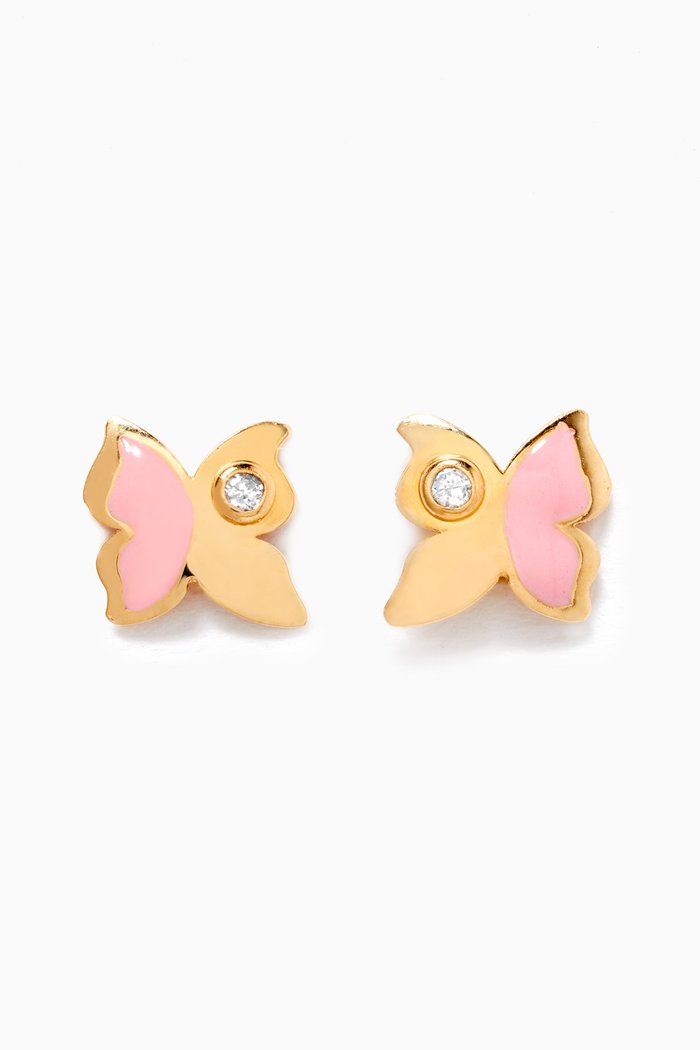 Butterfly Diamond Stud Earrings in 18kt Yellow Gold