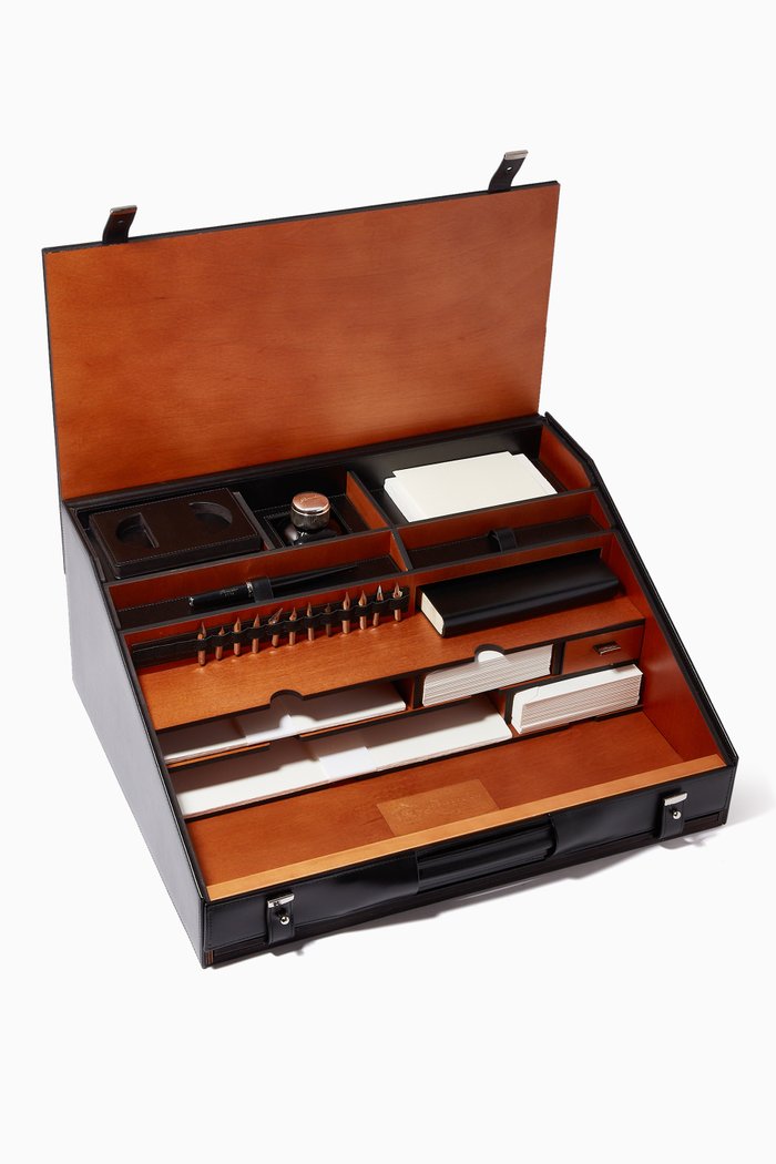 

Travel Desk Set in Calfskin, Black
