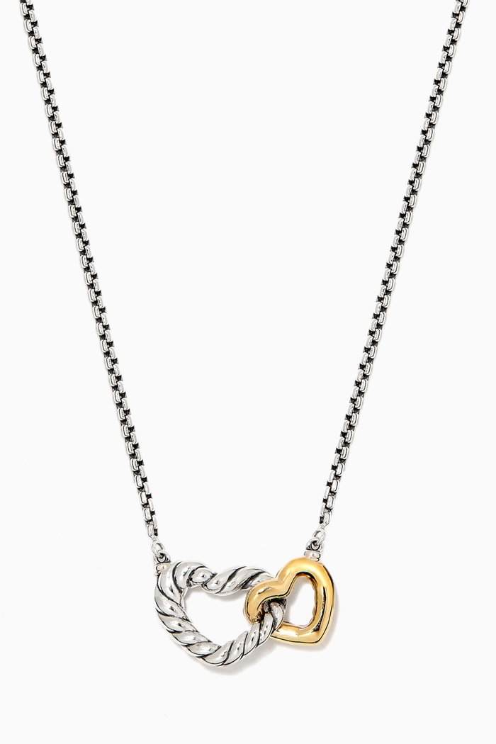 

Cable Collectibles® Double Heart Necklace with 18kt Yellow Gold, Silver