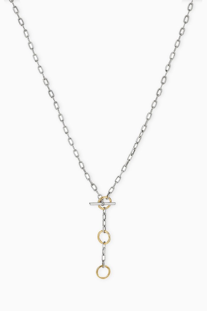 

DY Madison® Three Ring Chain Necklace with 18kt Yellow Gold, Silver