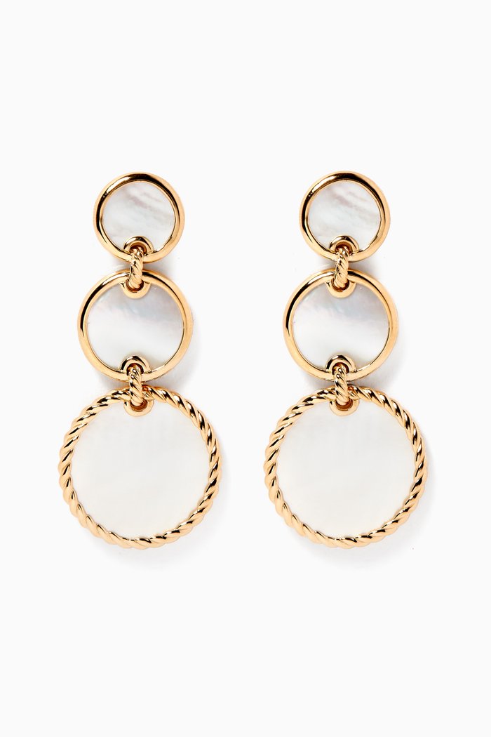 

DY Elements® Mother of Pearl Triple Drop Earrings in 18kt Yellow Gold