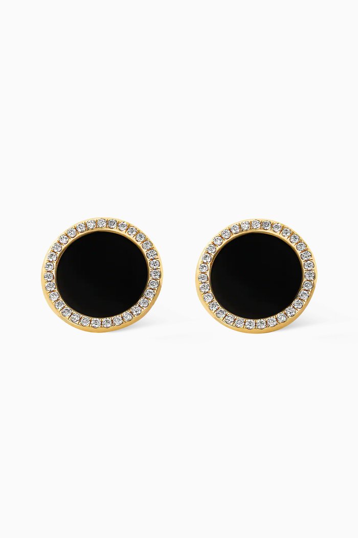 

DY Elements® Button Earrings with Black Onyx & Pavé Diamonds in 18kt Yellow Gold
