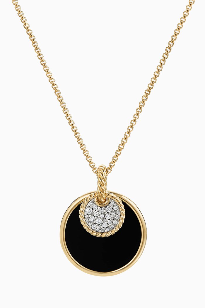 

DY Elements® Small Reversible Pendant Necklace with Pavé Diamonds, Black Onyx & Mother of Pearl in 18kt Yellow Gold