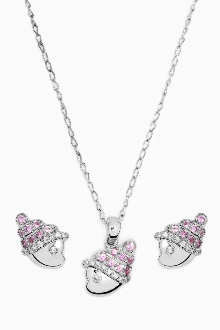 

Ice Cream Diamond Set with Pink Sapphire in 18kt White God