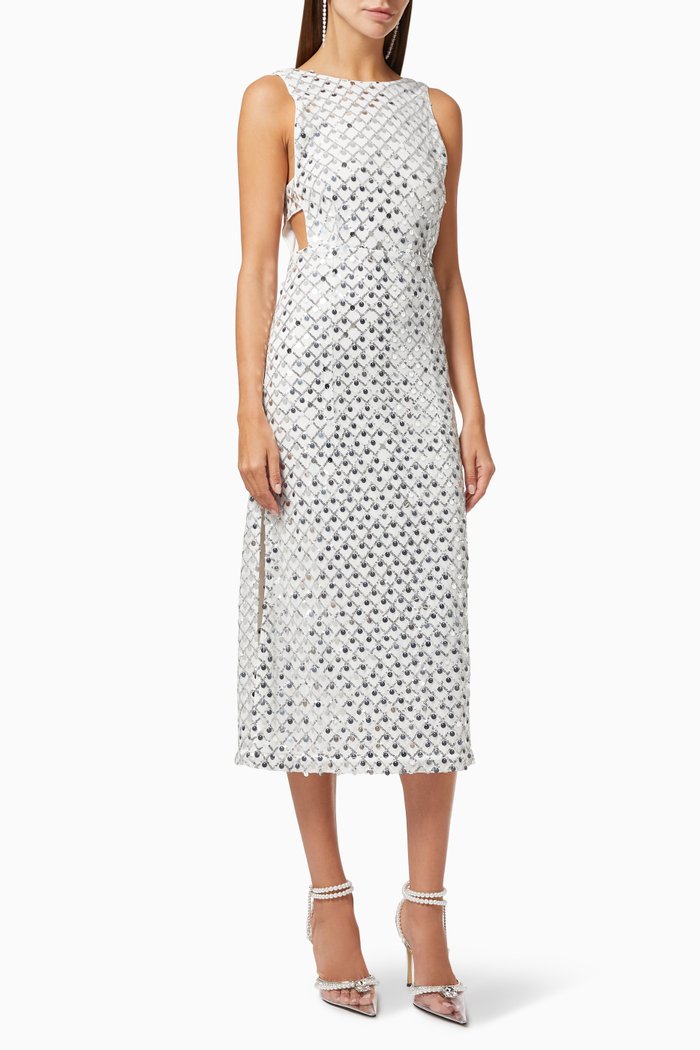 

Toriana Dress with Sequin Embellishments, Silver