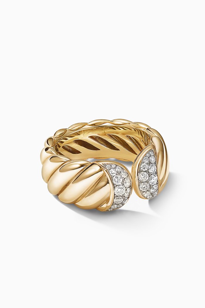 

Sculpted Cable Diamond Ring in 18kt Yellow Gold
