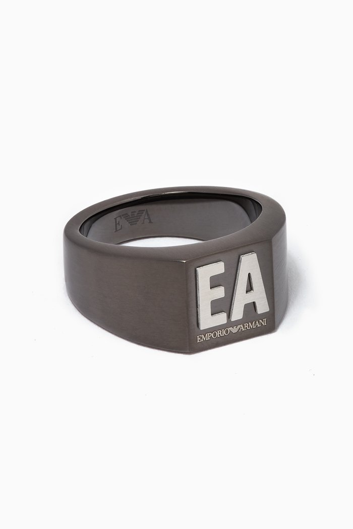 

EA Signet Ring in Stainless Steel, Grey