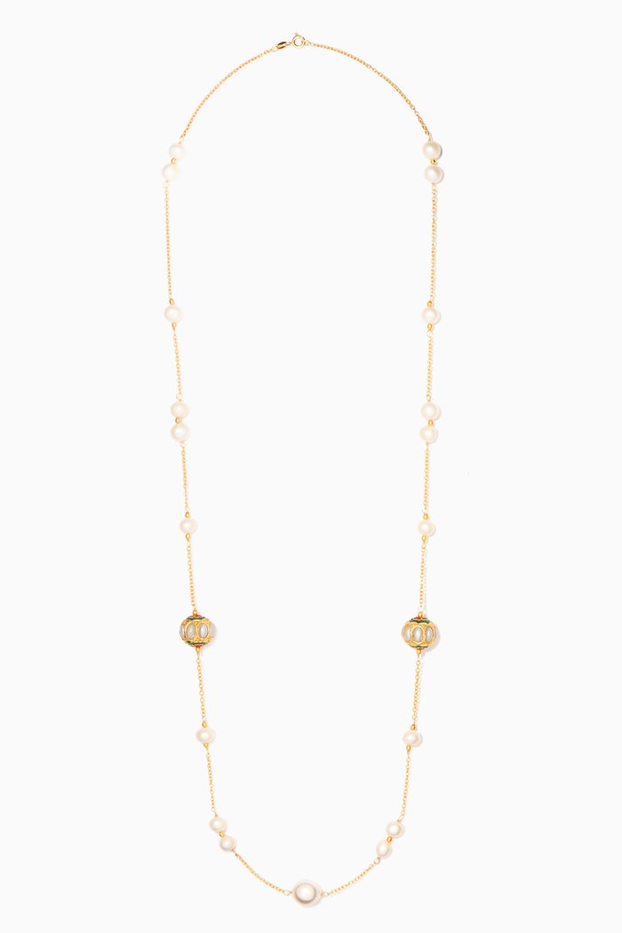 

Huda Pearl Necklace in 18kt Gold-plated Sterling Silver, White