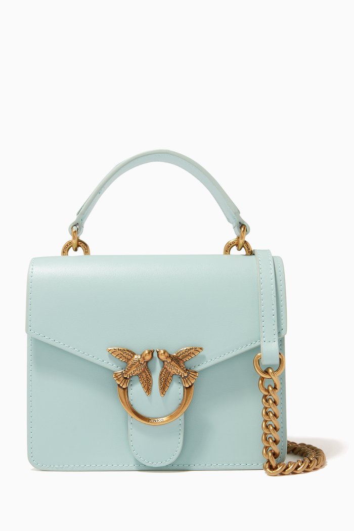 Mini Love Top Handle Bag in Leather, Blue