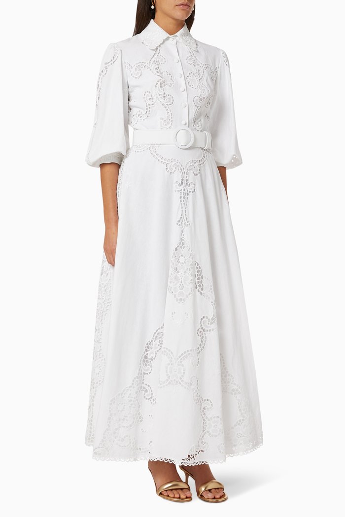 Pavlina Linen-blend Lace Shirtdress, Neutral