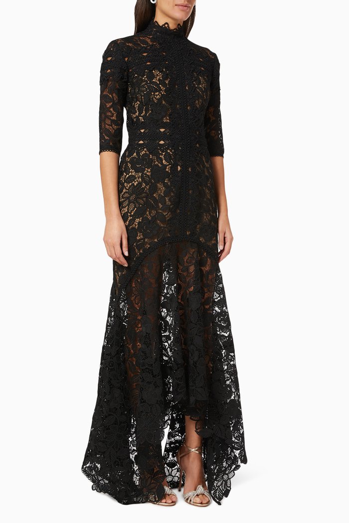 

Kalissa Guipure Lace Gown, Black