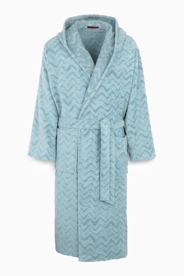 

Rex Hooded Bathrobe in Cotton, Blue