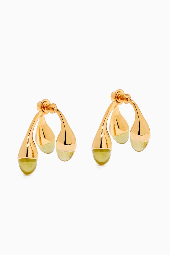 Trio Earrings in 22kt Gold Vermeil, Green