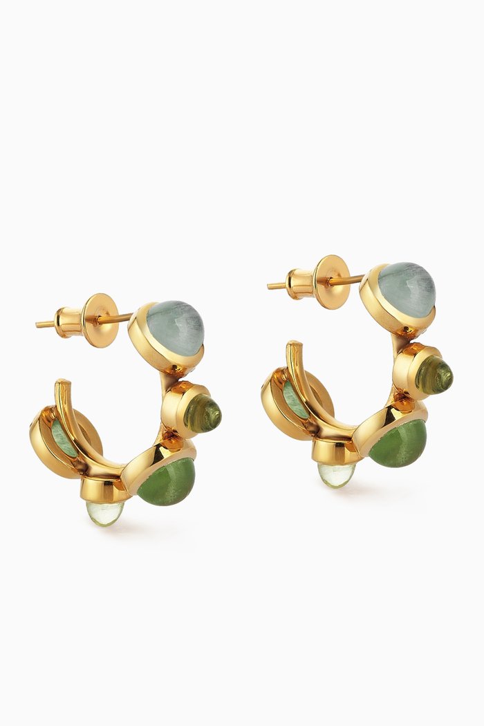 Aegean Islands Earrings in 22kt Gold Vermeil, Green