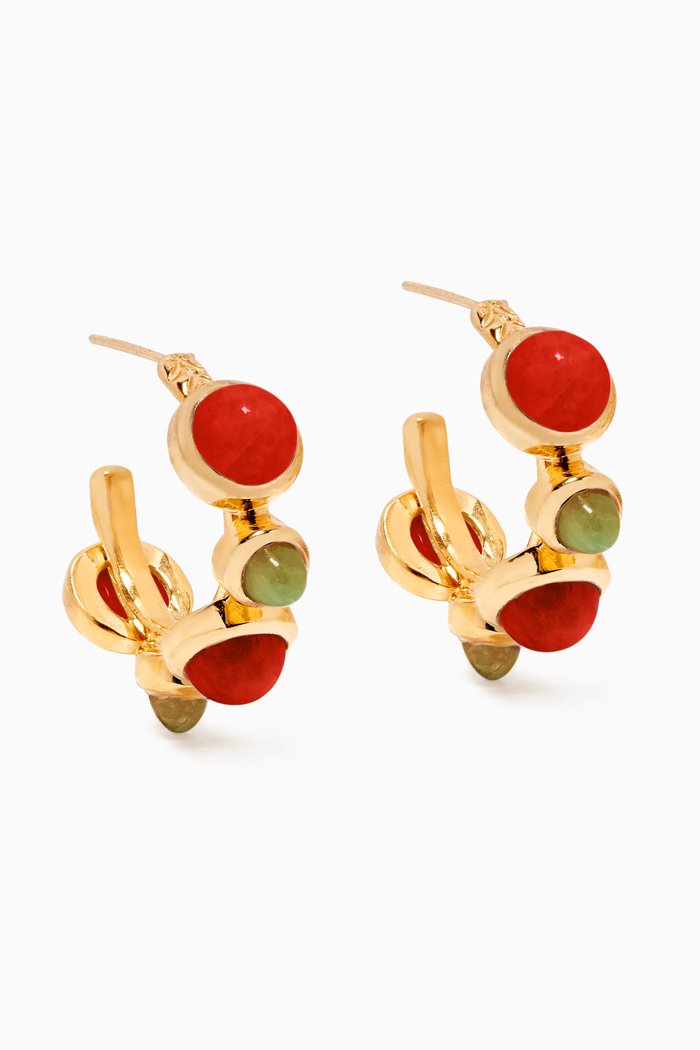

Aegean Islands Earrings in 22kt Gold-Plated Sterling Silver, Red