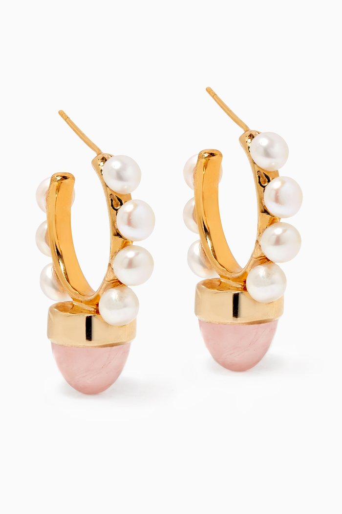 

Aegean Islands Earrings in 22kt Gold-Plated Sterling Silver, Pink