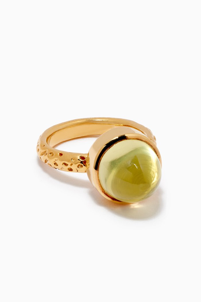 

Medium Asteroid Jupiter Ring in 22kt Gold Vermeil, Green