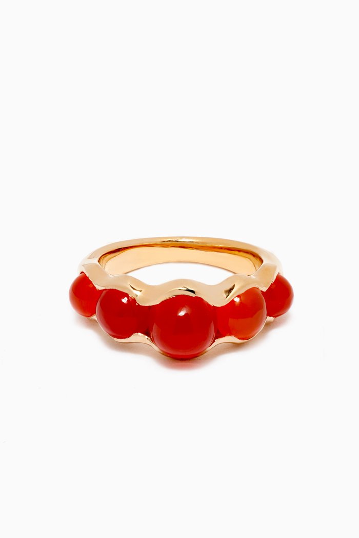 

Pea Ring in 22kt Gold-Plated Sterling Silver, Red