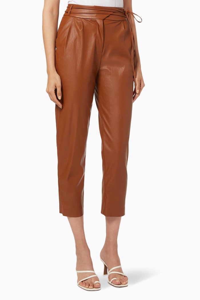 

Rapito Pants in Faux Leather, Brown