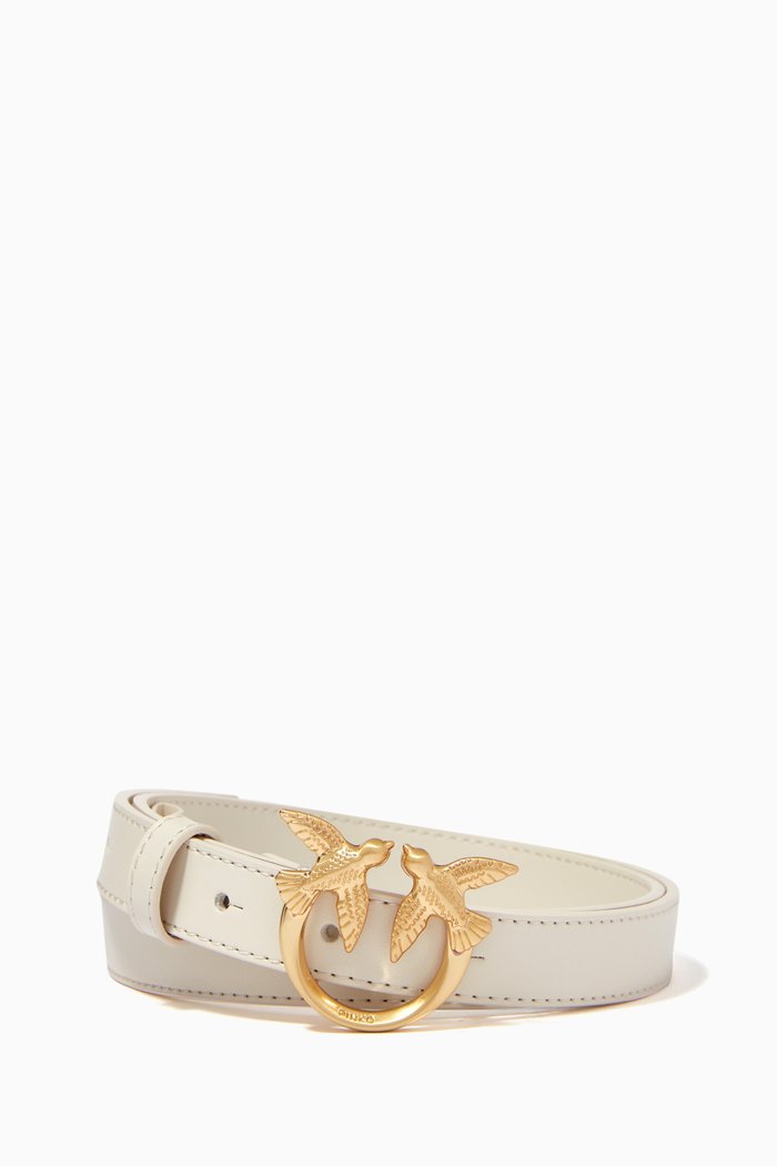 

Small Love Berry Simply Belt in Leather, White