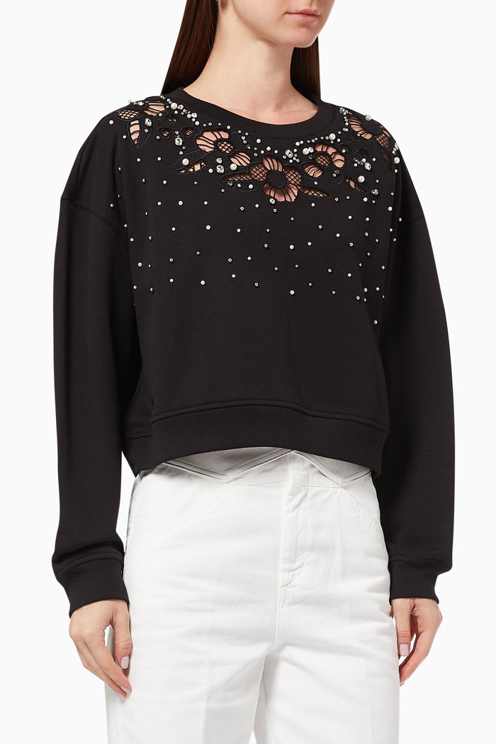 

Vago Sweatshirt with Embroidery, Black
