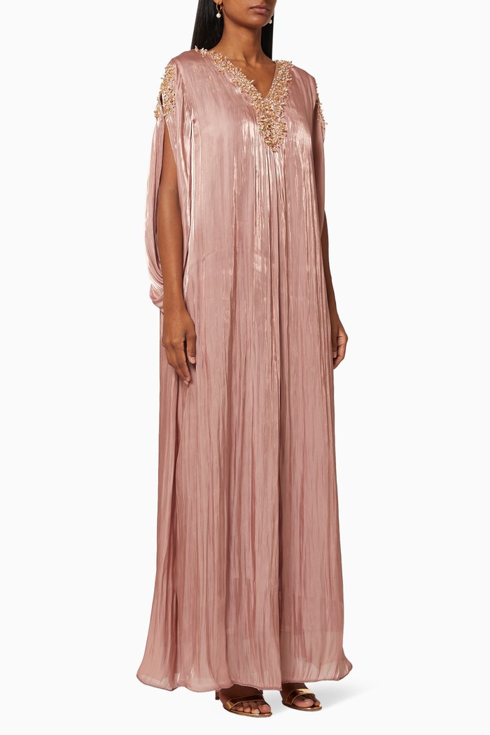 

Satin Dress with Beaded Embroidery, Pink