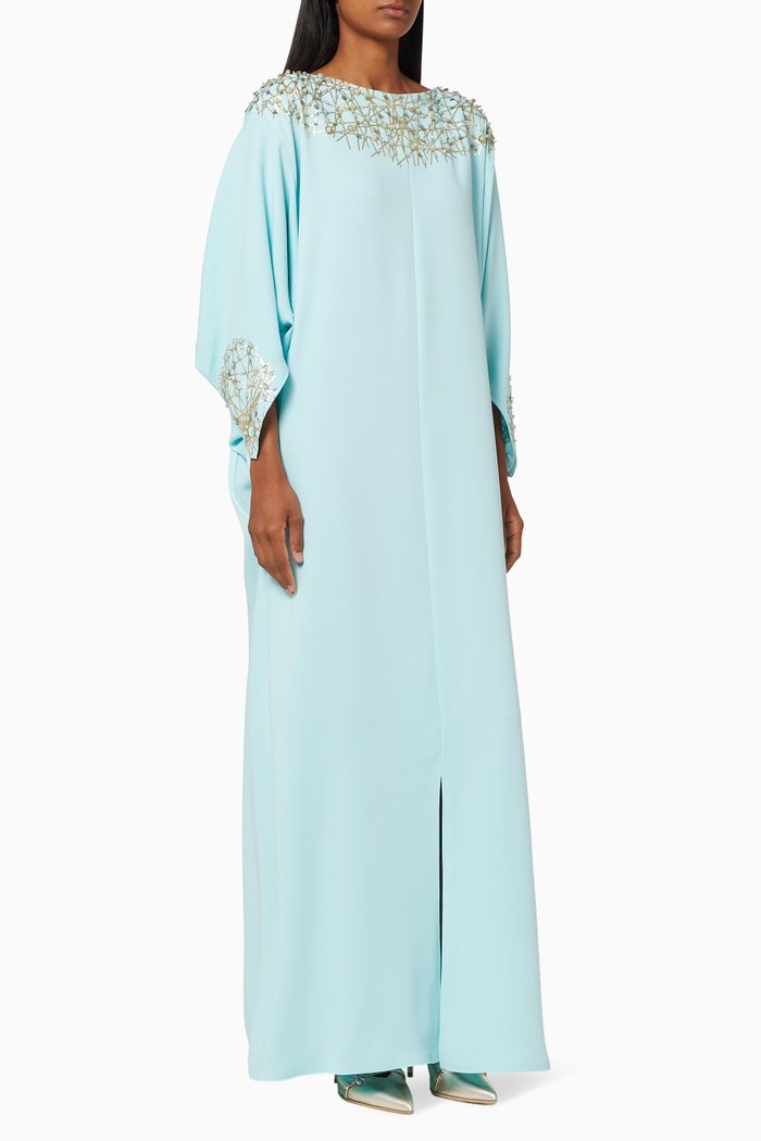 

Kaftan with Beaded Embroidery, Blue