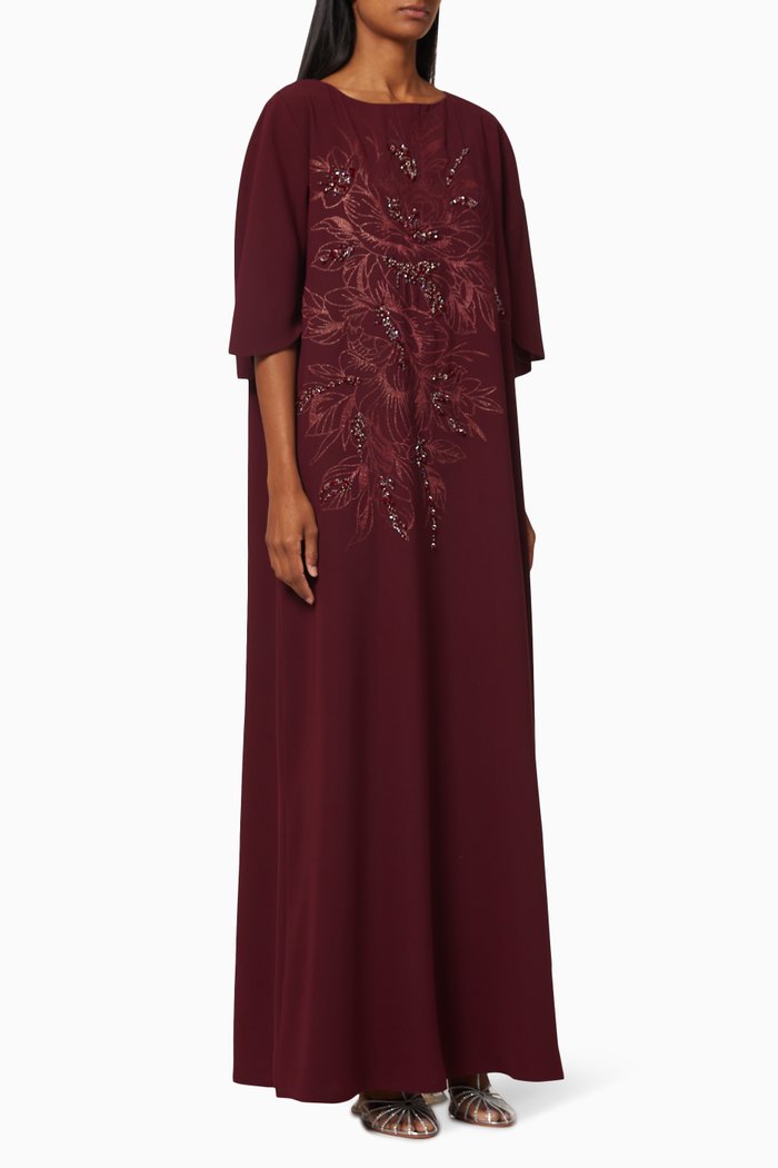 

Kaftan with Sequin Embroidery, Burgundy