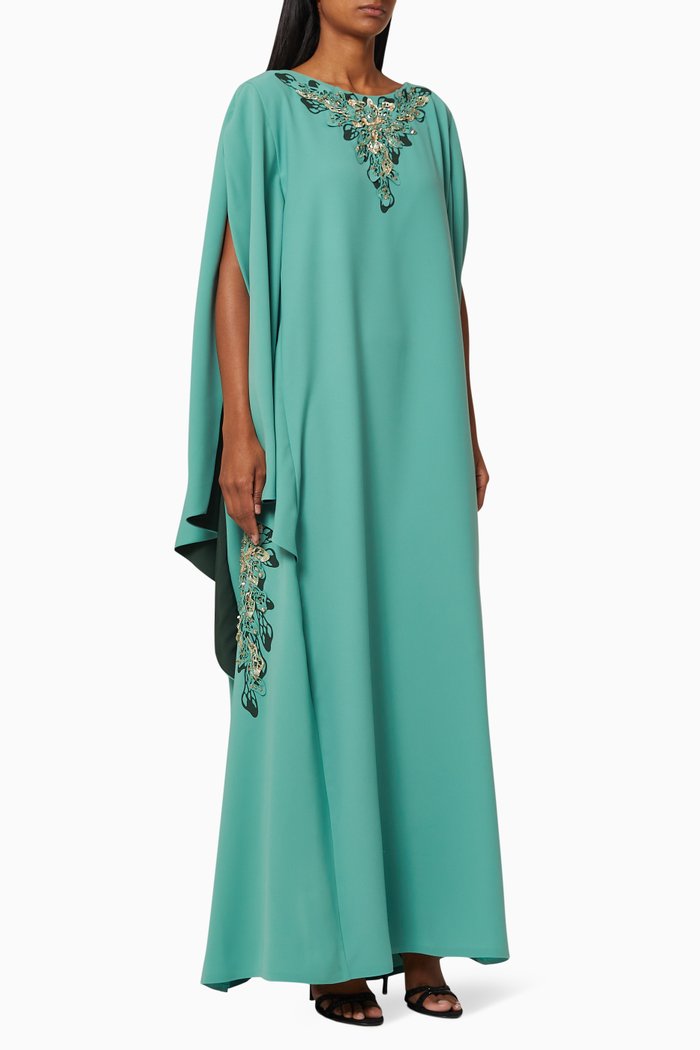

Kaftan with Sequin Embroidery, Green