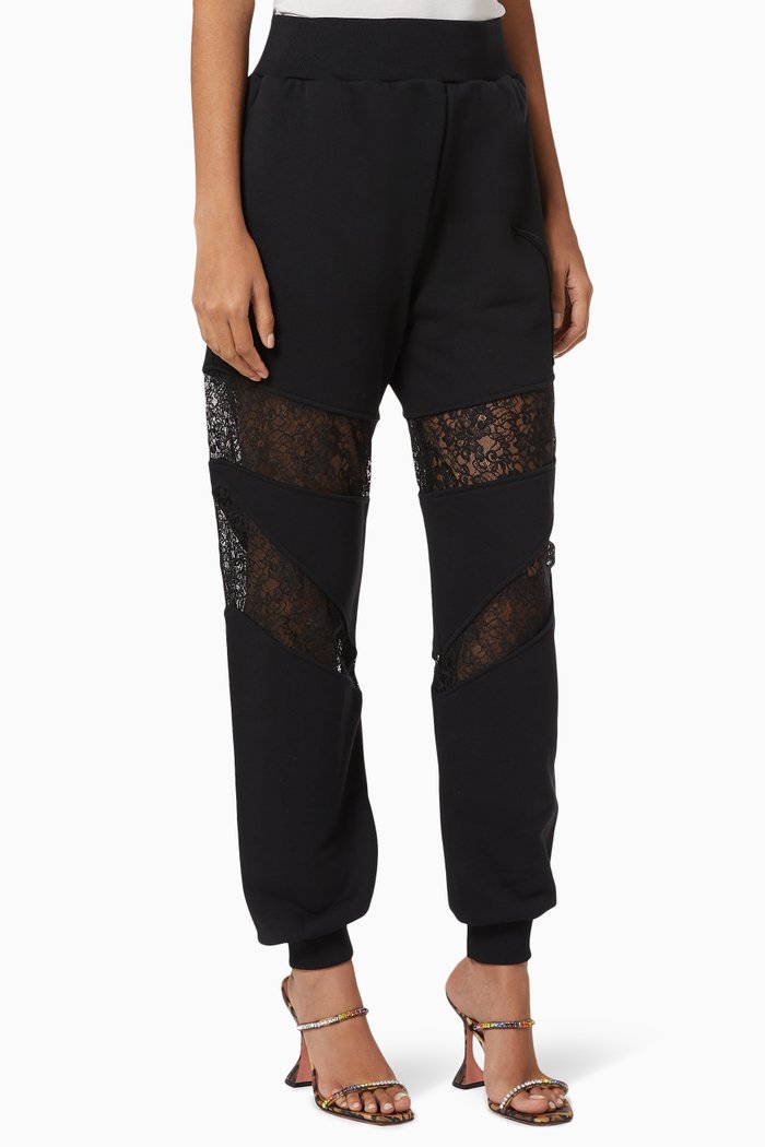 

Logo Lace Joggers in Fleece, Black