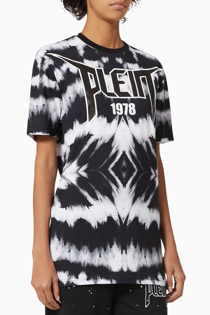 

Tie-dye Logo Print T-shirt in Cotton, Black