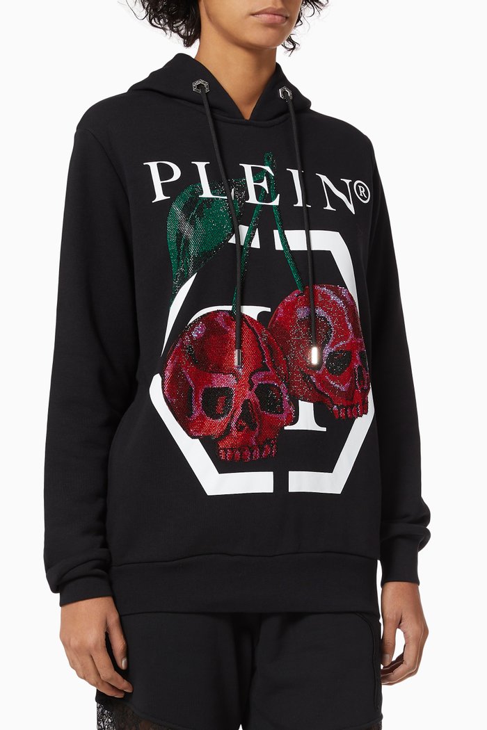 

Cherry Skull Logo Sweatshirt in Fleece, Black