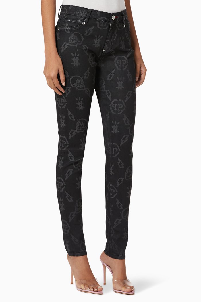 

Monogram Print Jeggings, Blue