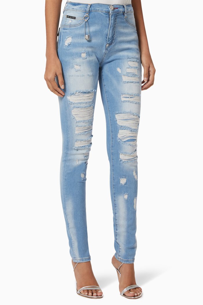

Iconic Distressed Jeggings in, Blue