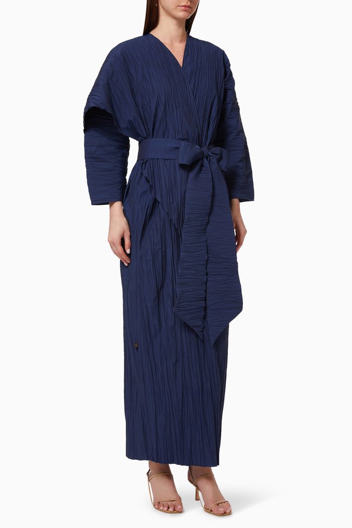 

Crinkled Wrap Abaya, Blue