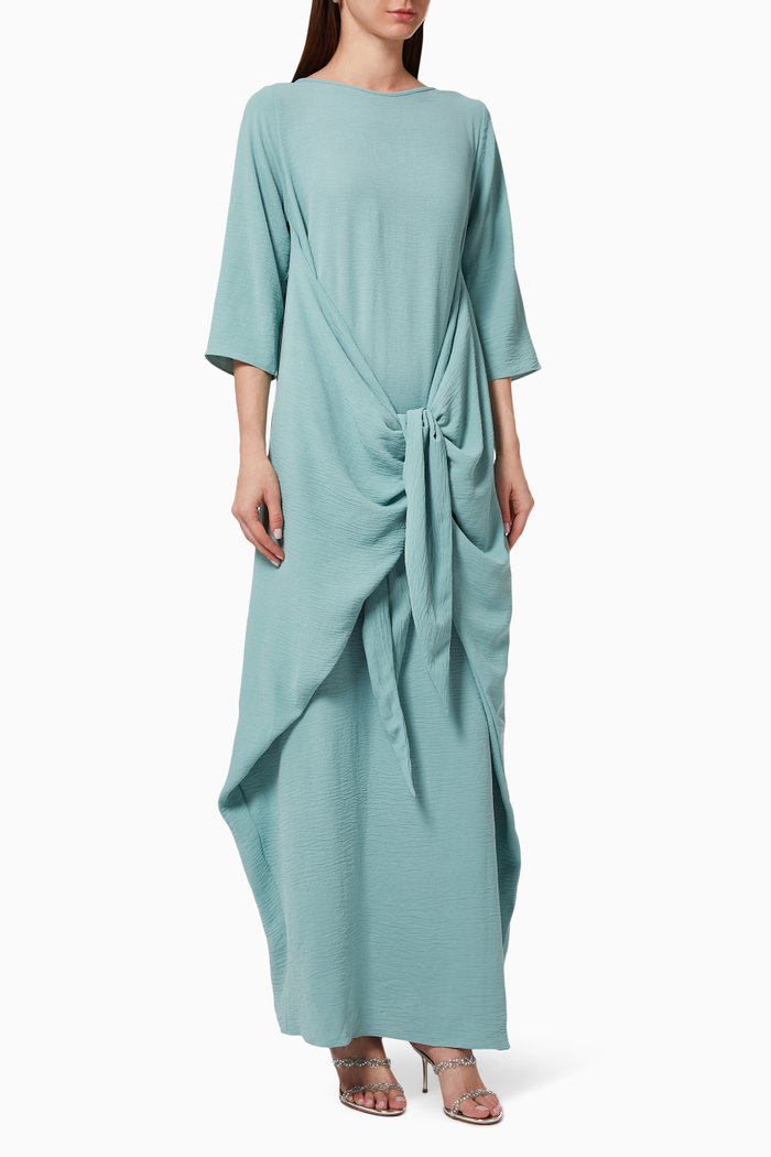Bow Crepe Kaftan, Green